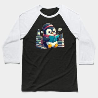 Penguin Reading Read Reading Librarian Book Baseball T-Shirt